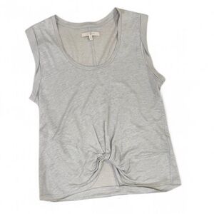 7 For All Mankind Light Gray Knot-Front Tank Top